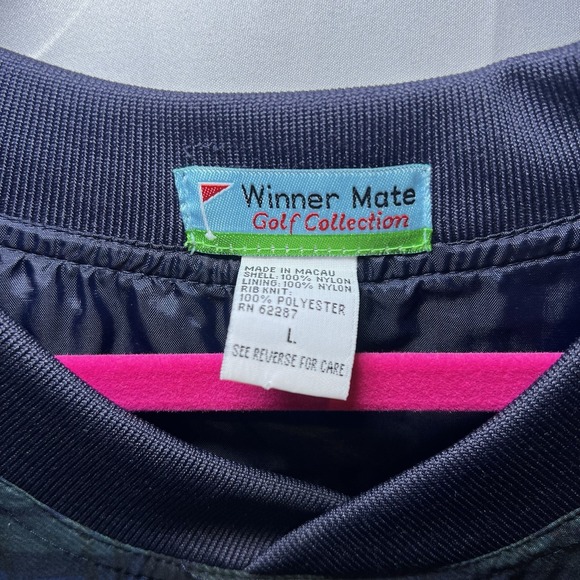 Vintage Golf Windbreaker Jacket Mens Large Blue Blackwatch Plaid 90s Winner Mate - Picture 5 of 7